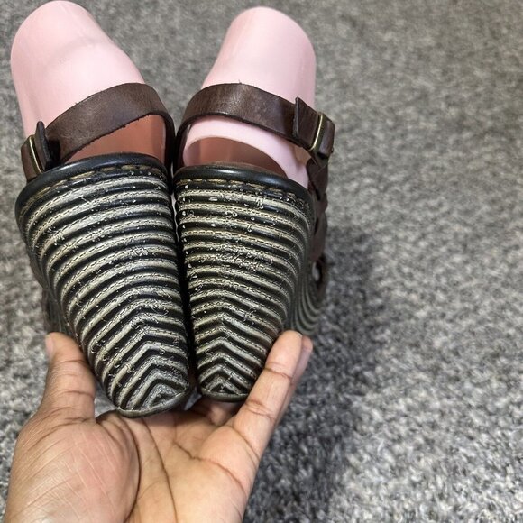 BORN Brown Leather Wedge Sandals Genesis Strappy Open Toe Slingback Size 10 - Picture 5 of 11